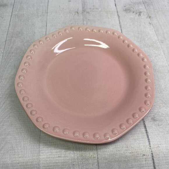 Elegant Dining CHARISMA COLLECTION Pink Beaded Stoneware Salad Plates Set of 4 - Picture 4 of 16